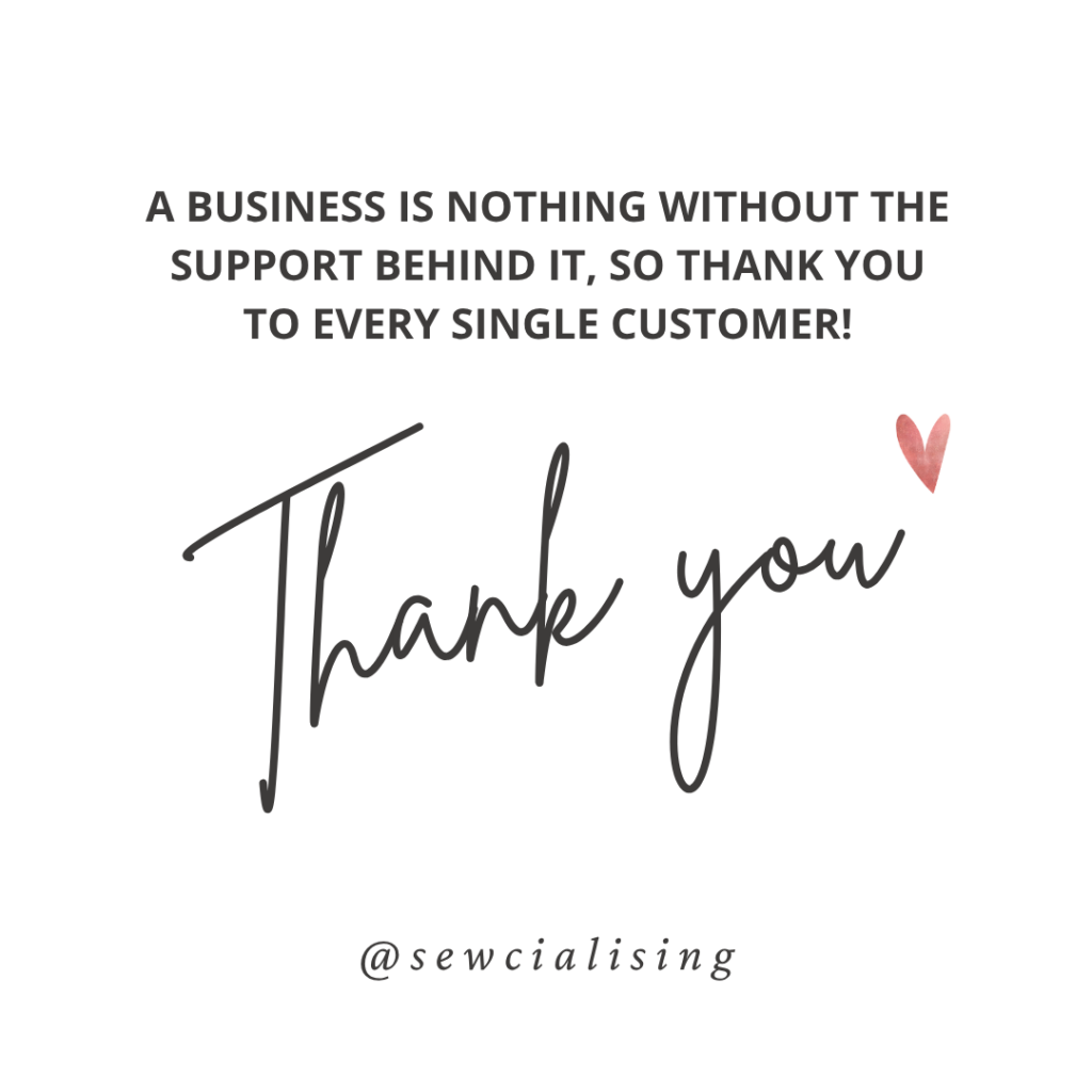 Thank you for the support - Sewcialising